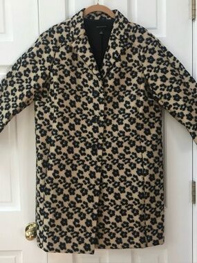 Ann Taylor Black and Tan Leopard Print Coat